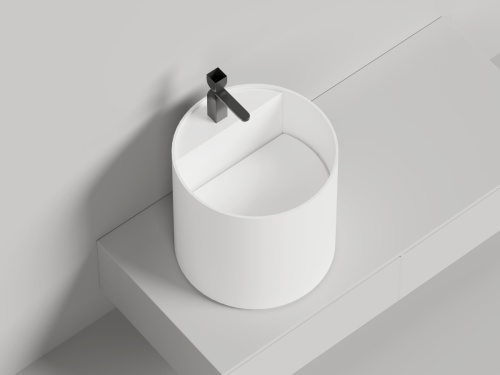 Раковина из искусственного камня S-Stone Salini ARMONIA 130423TMF 50х50 накладная цвет белый - фото 4